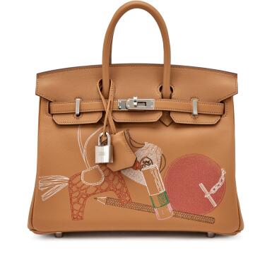 View full screen - View 1 of Lot 98. Limited Edition Biscuit Swift In and Out Birkin 25 Palladium Hardware, 2021.