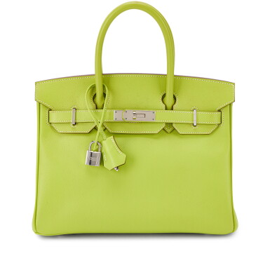View full screen - View 1 of Lot 602. Limited Edition Kiwi and Lichen Epsom Verso Candy Birkin 30 Palladium Hardware, 2011.