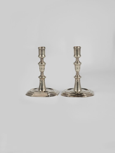 View full screen - View 1 of Lot 523. A Pair of Régence Silver Candlesticks, Jean Beron, Vitre, Circa 1720.