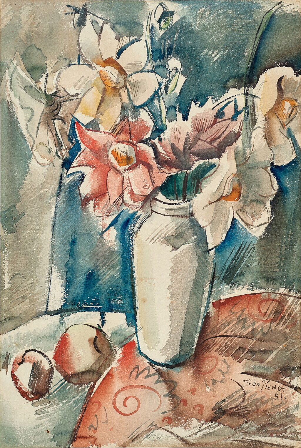 View full screen - View 1 of Lot 6208. Cheong Soo Pieng 鍾泗濱 | Still life 靜物.