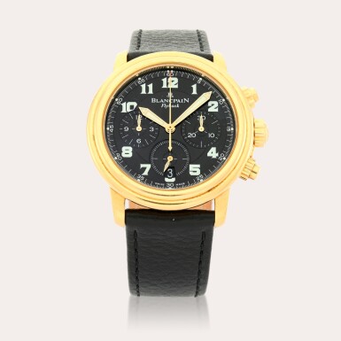 View full screen - View 1 of Lot 218. Leman Flyback Chronograph | A yellow gold flyback chronograph wristwatch with date | Circa 1999.