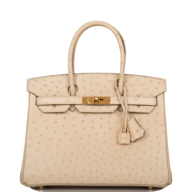 View full screen - View 1 of Lot 2. Parchemin Ostrich Birkin 30 Gold Hardware, 2015.