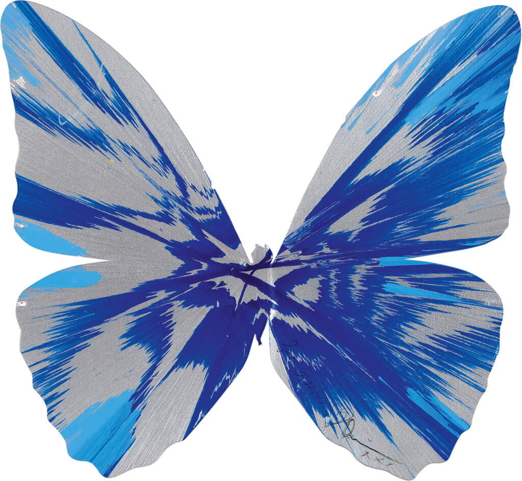 View full screen - View 1 of Lot 52. DAMIEN HIRST | UNTITLED PAPER SPIN BUTTERFLY GIFT PAINTING FOR GABBIE.