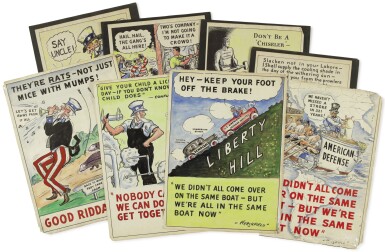 View full screen - View 1 of Lot 2221. World War II: Hershfield, Harry. Original Artwork for a collection of WWII Propaganda Posters, 1941.
