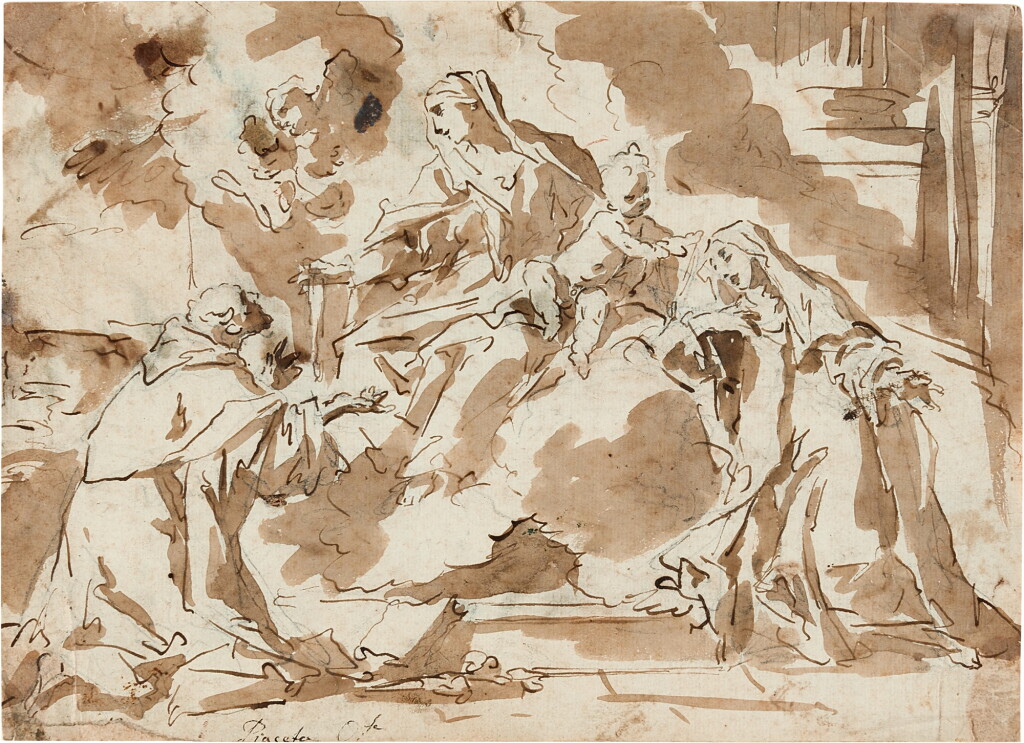 View full screen - View 1 of Lot 143. Madonna and Child adored by two Saints .