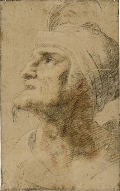 View full screen - View 1 of Lot 155. A grotesque male head wearing a turban, in profile.