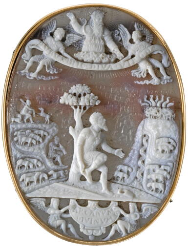 View full screen - View 1 of Lot 48. ITALIAN, PROBABLY MILAN, SECOND HALF 16TH CENTURY | CAMEO WITH MOSES REMOVING HIS SANDALS BEFORE THE BURNING BUSH.