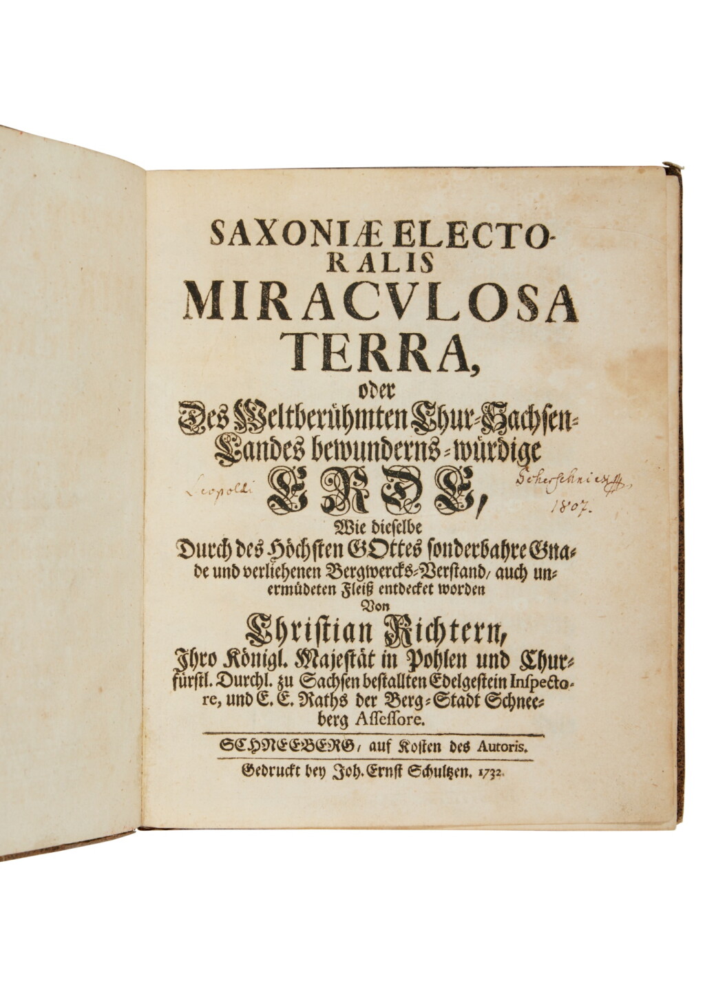 View full screen - View 1 of Lot 184. Richter, Christian | Saxoniae electoralis miraculosa terra..., first edition.