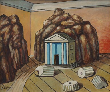 View full screen - View 1 of Lot 233. Tempio e rocce in una stanza (Temple and rocks in a room).