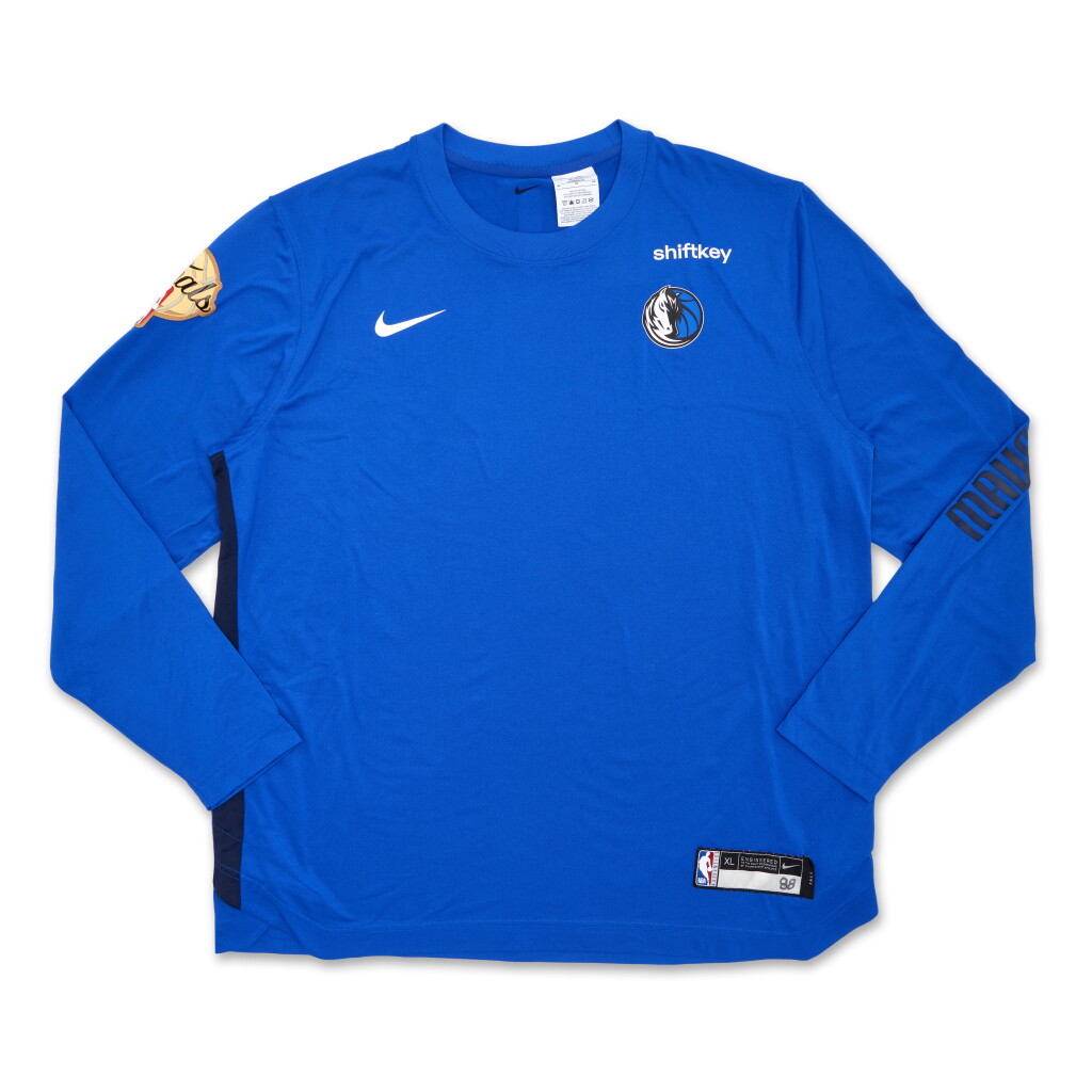 View full screen - View 1 of Lot 56. Markieff Morris Dallas Mavericks 2024 NBA Finals Game Issued Long Sleeve Shooting Shirt.