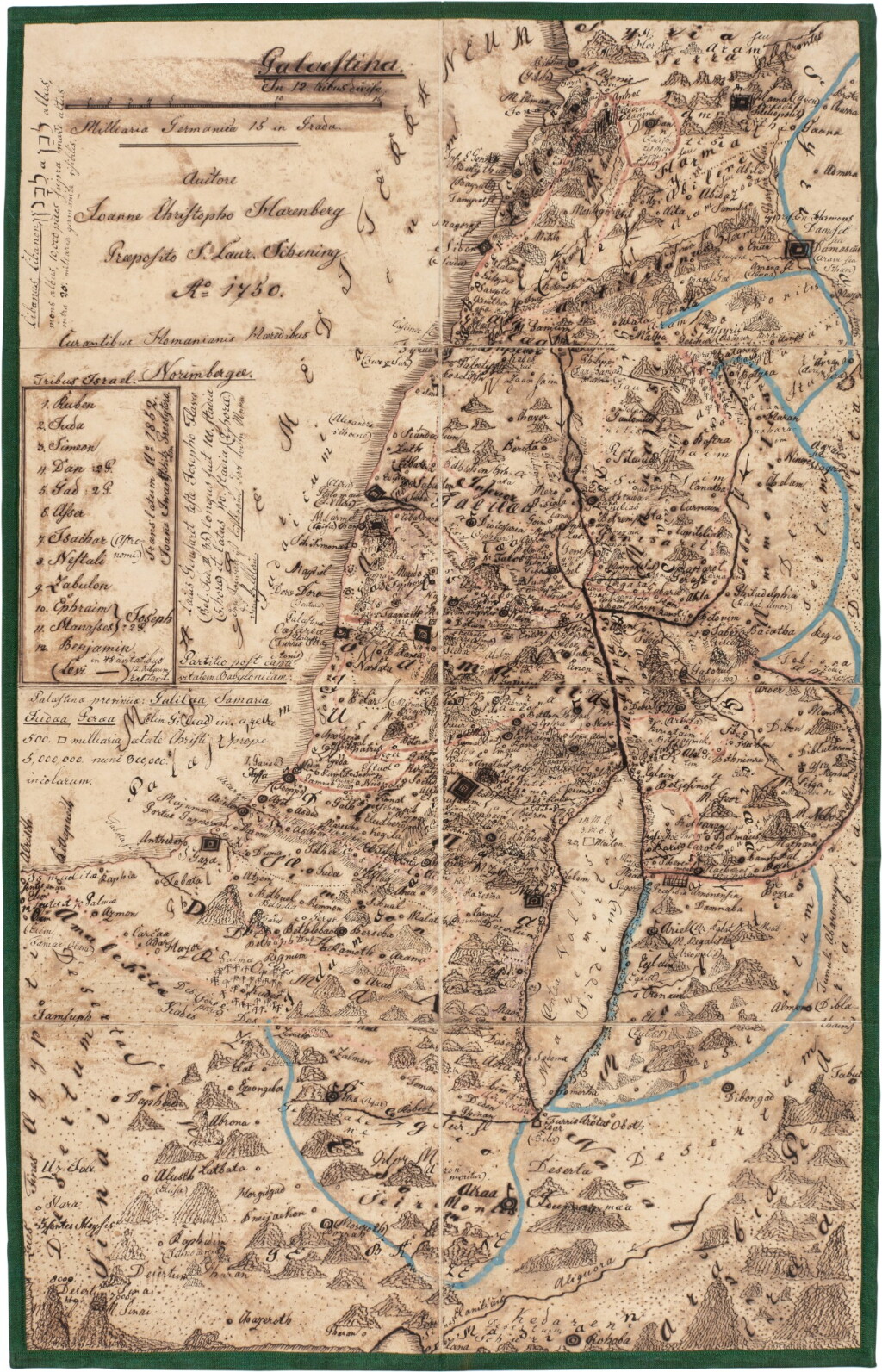 View full screen - View 1 of Lot 56. Palestine—Johann Iwantschitz | Manuscript map of Palestine, 1852.