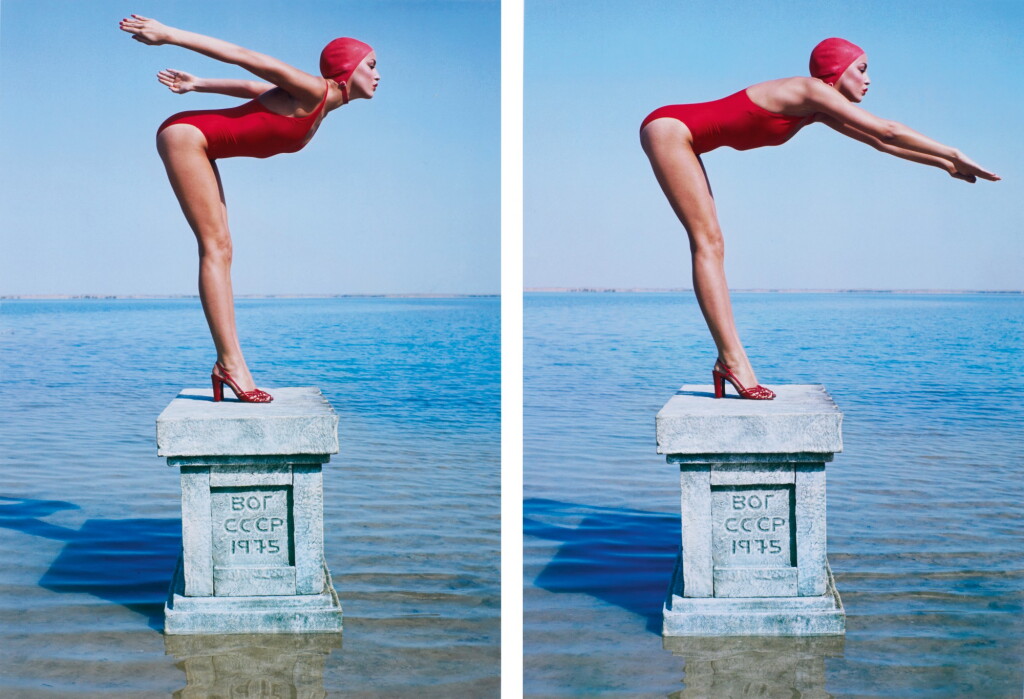 View full screen - View 1 of Lot 11. NORMAN PARKINSON | 'JERRY HALL', RUSSIA, VOGUE (DIPTYCH), 1975.