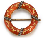 A Fabergé jewelled gold and guilloché enamel brooch, St Petersburg, circa 1890