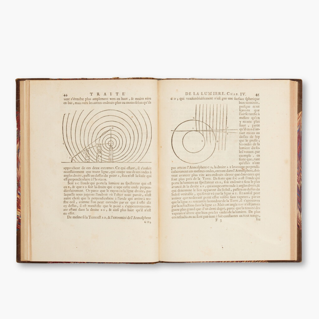 View full screen - View 1 of Lot 96. Huygens, Christiaan | Traité de la lumiere …, Leiden, 1690, first edition, on large paper, of the classical foundation of the wave theory of light.