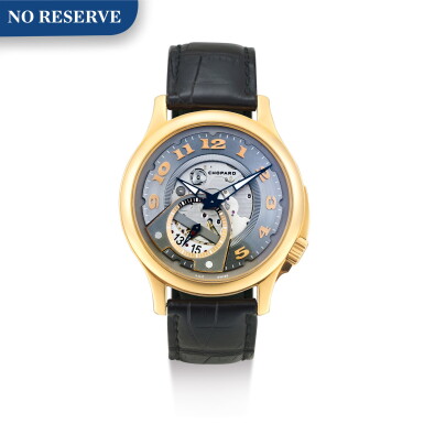 View full screen - View 1 of Lot 518. CHOPARD | A LIMITED EDITION PINK GOLD SEMI-SKELETONISED WRISTWATCH WITH DATE, CIRCA 2007.