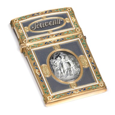 View full screen - View 1 of Lot 1258. A jewelled two-coloured gold and enamel souvenir, 19th century in earlier taste.