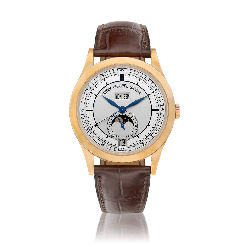 View full screen - View 1 of Lot 8003. Reference 5396 | A pink gold annual calendar wristwatch with day, date, moon phases and 24 hours indication, Circa 2008 | 百達翡麗 | 型號5396 | 粉紅金年曆腕錶,備日期、星期、月相及24小時顯示,約2008年製.