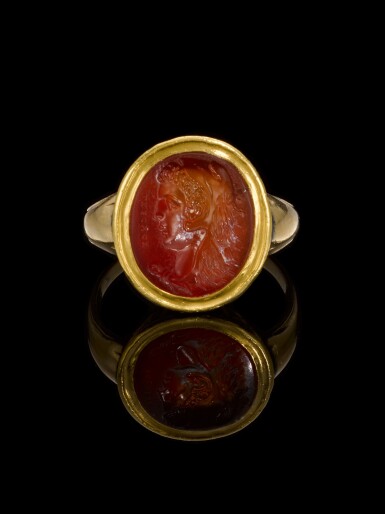 View full screen - View 1 of Lot 15. GRECO-ROMAN, 1ST CENTURY B.C./ 1ST CENTURY A.D. OR LATER | INTAGLIO WITH HERAKLES WEARING THE SKIN OF THE NEMEAN LION.
