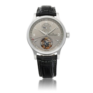 View full screen - View 1 of Lot 902. JAEGER-LECOULTRE | MASTER TOURBILLON, REF 146.6.34.S PLATINUM DUAL TIME TOURBILLON WRISTWATCH WITH DATE CIRCA 2010.