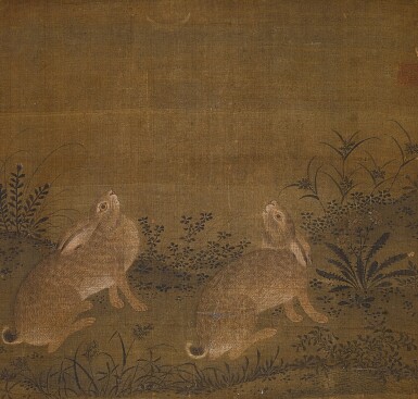 View full screen - View 1 of Lot 3137. Anonymous (Southern Song/Yuan Dynasty), Rabbits | 佚名(南宋/元) 玉兔望月.