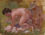 GEORGE GROSZ | LOVERS - RECTO & STANDING FEMALE NUDE - VERSO