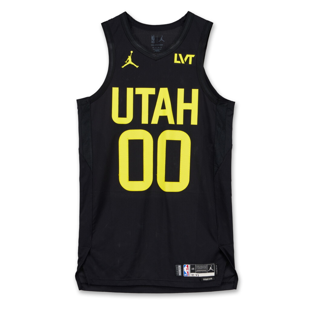 View full screen - View 1 of Lot 161. Jordan Clarkson Utah Jazz 2024-2025 Kia NBA Tip-Off Game Worn Statement Edition Jersey.