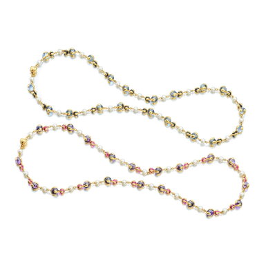 View full screen - View 1 of Lot 719. Pair of gold and gem set long chains, 'Cardan Perle', circa 1988.