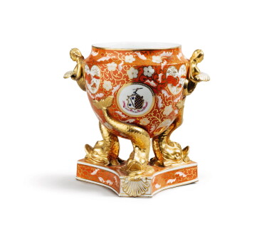 View full screen - View 1 of Lot 191. A Chamberlain's Worcester orange-ground armorial ice-pail,.