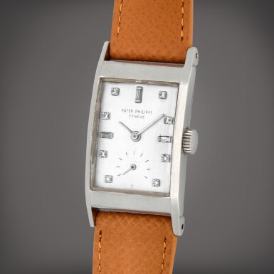 View full screen - View 1 of Lot 373. 'Tegola', Reference 2461 | A platinum and diamond-set wristwatch | Circa 1950.