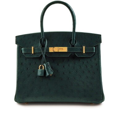 View full screen - View 1 of Lot 66. Vert Titien Ostrich Birkin 30 Gold Hardware, 2018.