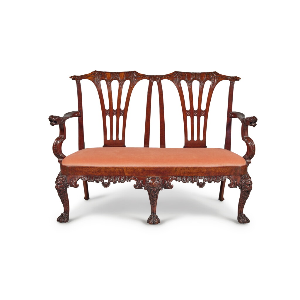 View full screen - View 1 of Lot 17. A George II Style Walnut and Burr Walnut Double Chair Back Settee, Late 19th/Early 20th Century.
