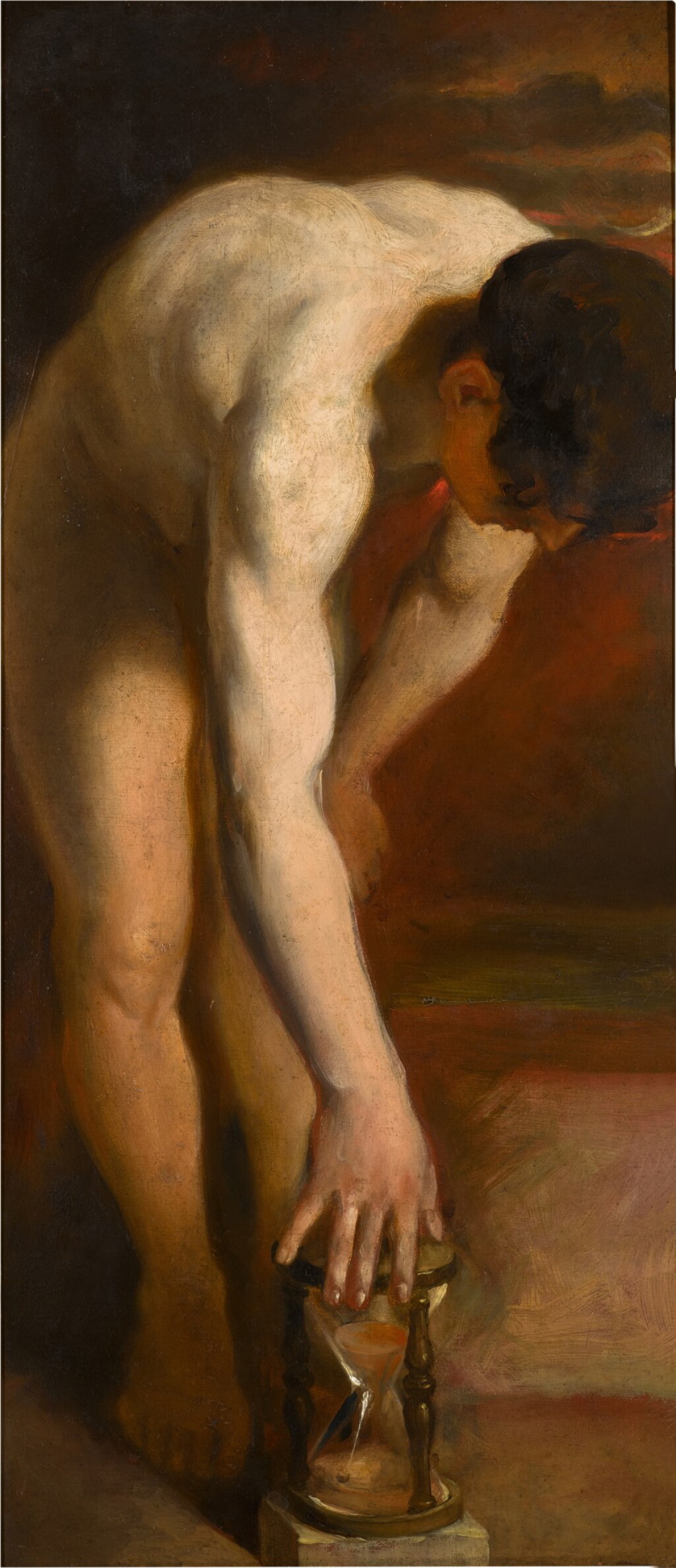View full screen - View 1 of Lot 84. Study of a male nude reaching for an Hour-Glass.