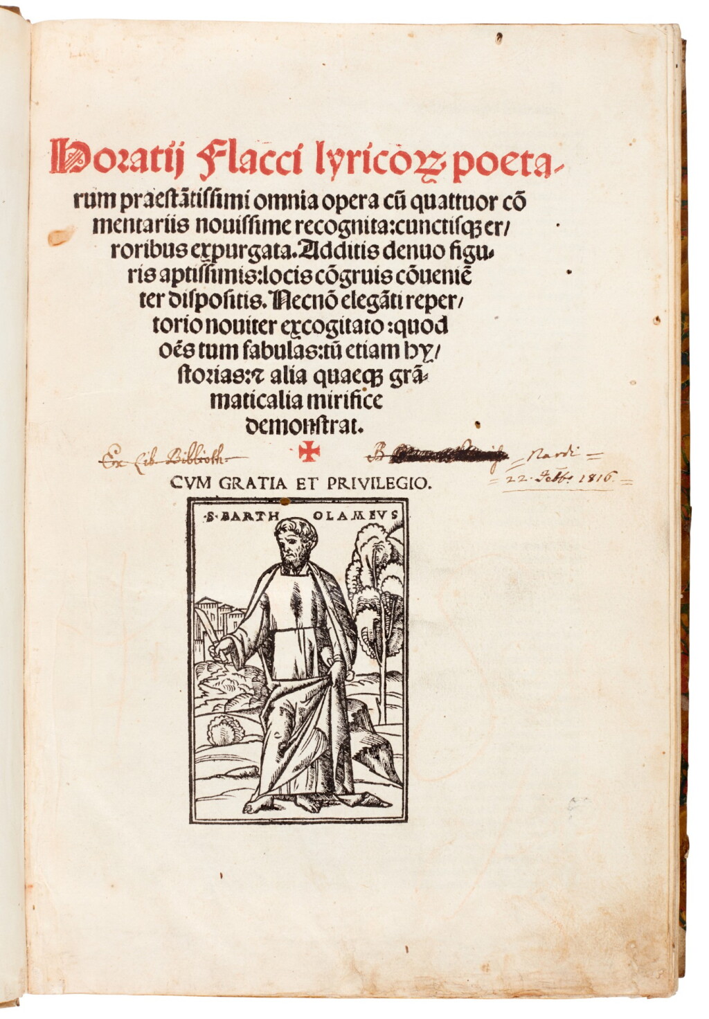 View full screen - View 1 of Lot 148. Horace, Omnia opera, Venice, 1514, later half vellum.
