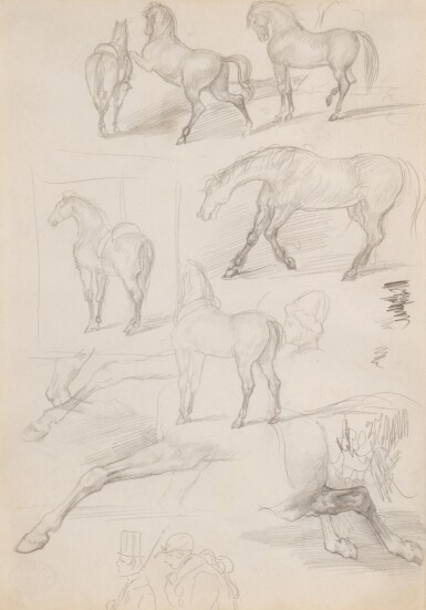 View full screen - View 1 of Lot 286. Étude pour chevaux de pur sang.
