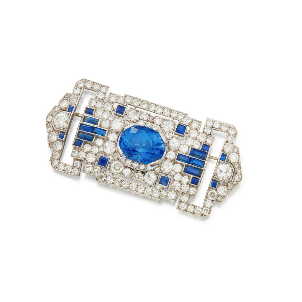 View full screen - View 1 of Lot 166. Sapphire and Diamond Brooch.