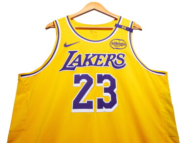 View full screen - View 1 of Lot 19. LeBron James Los Angeles Lakers 2024-2025 Game Worn Icon Edition Jersey | Triple-Double .