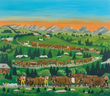 View full screen - View 1 of Lot 47. Toggenburger Alpfahrt mit Kurfirsten.