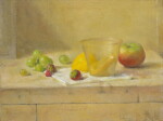 Plastic Cup with Lemon, Strawberries and Grapes