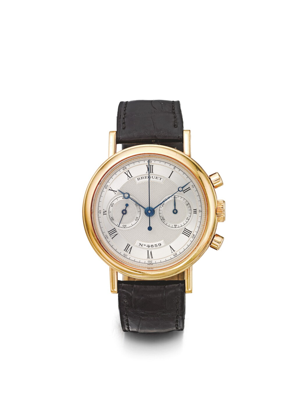 View full screen - View 1 of Lot 20. BREGUET | A YELLOW GOLD CHRONOGRAPH WRISTWATCH WITH REGISTERS CIRCA 2000.