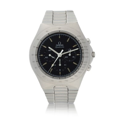 View full screen - View 1 of Lot 8088. Omega | Speedmaster Teutonic, Reference 345.0803, A stainless steel chronograph bracelet watch, Circa 1982 | 歐米茄 | 超霸系列 Teutonic 型號345.0803 精鋼計時鏈帶腕錶,約1982年製.