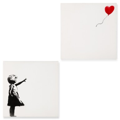 View full screen - View 1 of Lot 8. Girl with Balloon Diptych.