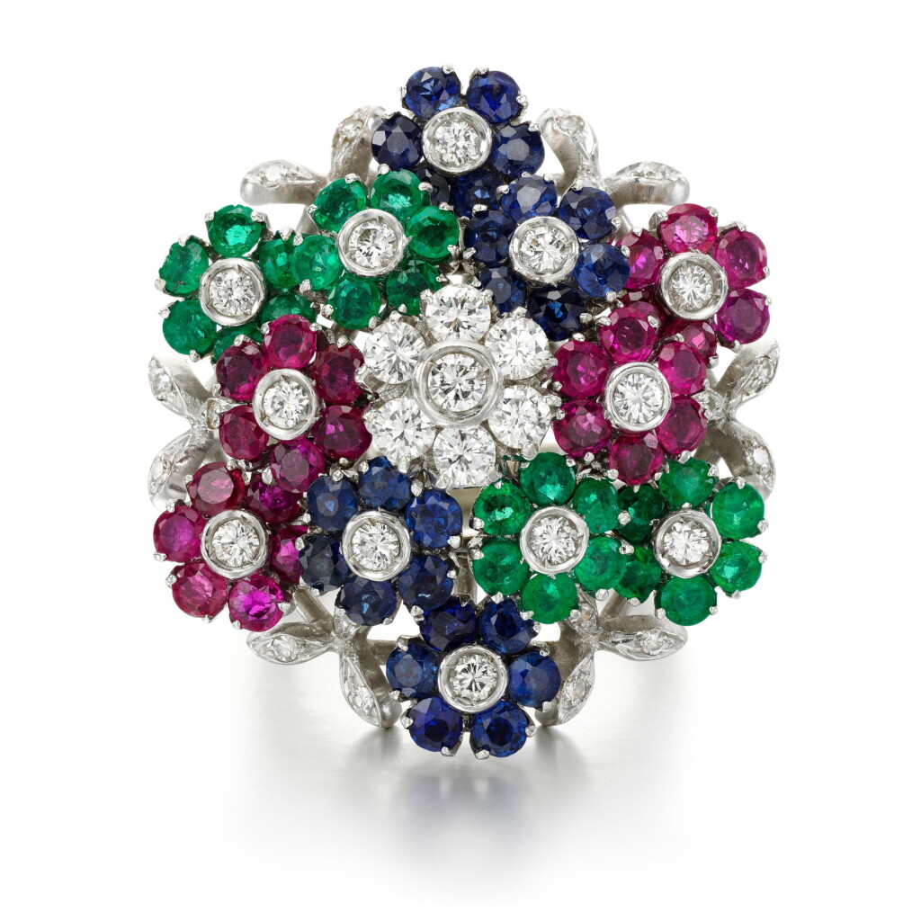 View full screen - View 1 of Lot 48. Nardi, attributed to | Gem-set and diamond ring, 1960s.