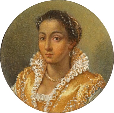 Lavinia Fontana | Portrait of a lady, bust-length, in a yellow silk Lavinia Fontana | Portrait of a lady, bust-length, in a yellow silk