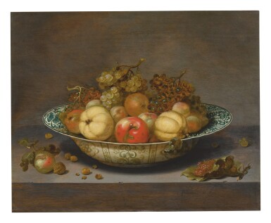 View full screen - View 1 of Lot 567. JOHANNES BOUMAN | STILL LIFE OF FRUIT IN A KRAAK BOWL, ON A LEDGE.