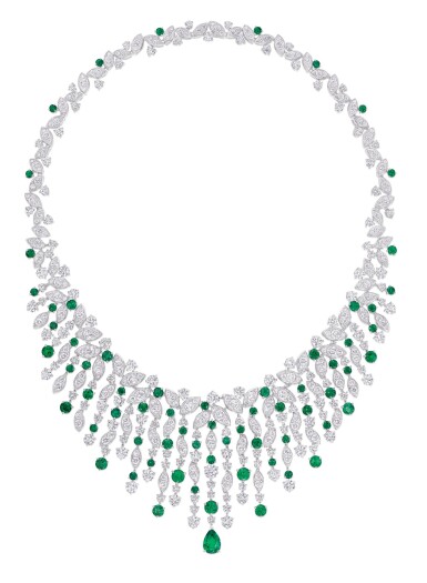 View full screen - View 1 of Lot 77. GRAFF | DIAMOND AND EMERALD 'RHYTHM' NECKLACE 格拉夫 | 鑽石配祖母綠「Rhythm」項鏈.