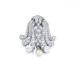 Clip perle de culture et diamants