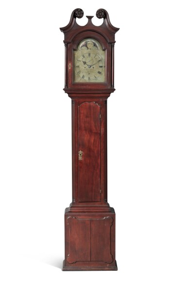 View full screen - View 1 of Lot 1580. Chippendale Carved Mahogany Tall Case Clock, Works by James Warne, London (1760-1775), Case from Philadelphia, Pennsylvania, Circa 1760.