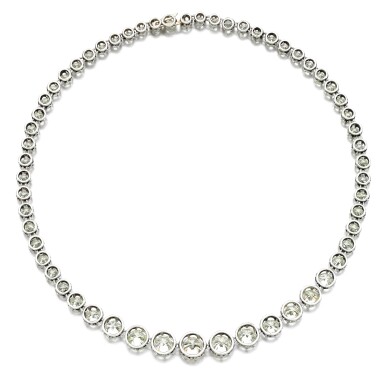 View full screen - View 3 of Lot 22. Diamond line necklace.
