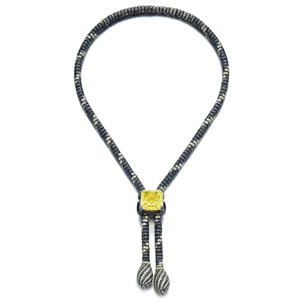 View full screen - View 1 of Lot 533. Impressive Fancy Intense Yellow Diamond and Coloured Diamond 'Rondelle' Necklace 42.89克拉 濃彩黃色鑽石 配 彩色鑽石 ‘Rondelle‘ 項鏈.