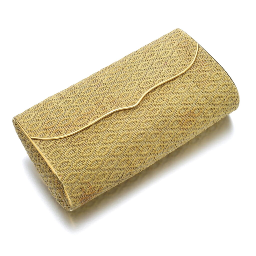 View full screen - View 1 of Lot 343. LADY'S GOLD EVENING BAG, 1960S.